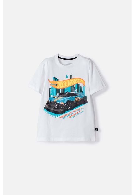 Camiseta De Hot Wheels Manga Corta Blanco Para Niño 4