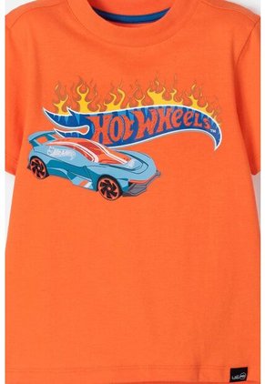Camiseta De Hot Wheels Naranja Con Cuello Redondo Para Niño 2T A 5T 5T