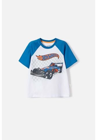 Camiseta De Hot Wheels Manga Corta Azul Y Blanco Para Niño 2T A 6T 2T Hot Wheels