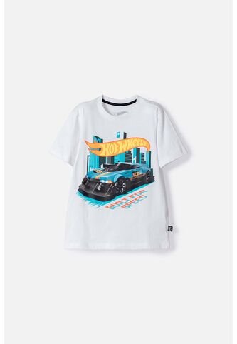 Camiseta De Hot Wheels Blanca Manga Corta Para Niño 12 Hot Wheels