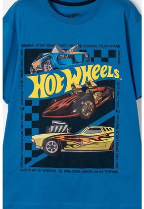 Camiseta De Hot Wheels Manga Corta Azul Para Niño 12