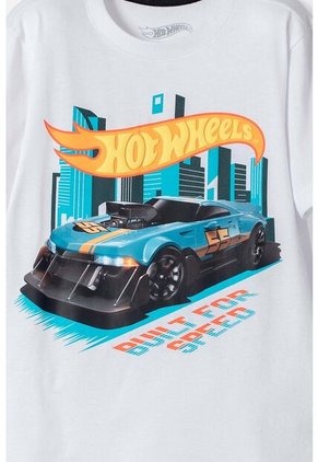 Camiseta De Hot Wheels Blanca Manga Corta Para Niño 8