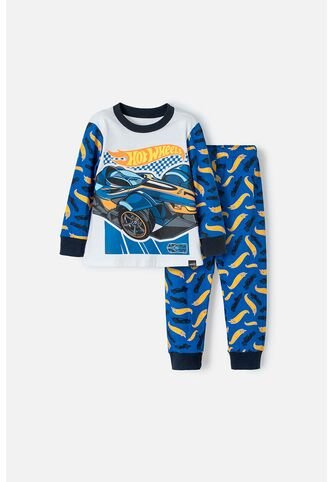 Pijama De Hotwheels Manga Larga Multicolor Para Niño 2T A 5T 5T Hot Wheels