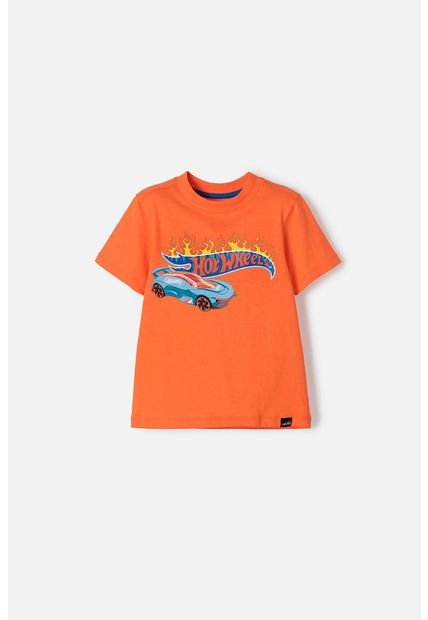 Camiseta De Hot Wheels Naranja Con Cuello Redondo Para Niño 2T A 5T 4T