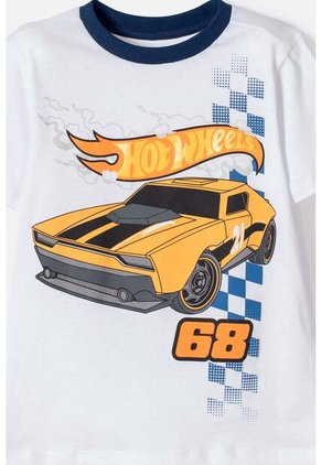 Pijama Hot Wheels Con Pantalón Largo Blanco Y Naranja Para Niño 2T A 6T 4T