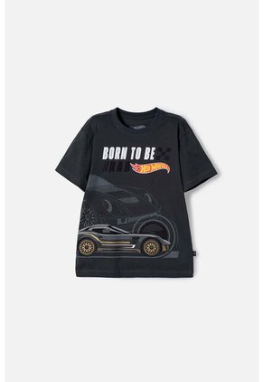 Camiseta De Hot Wheels Manga Corta Gris Para Niño 6