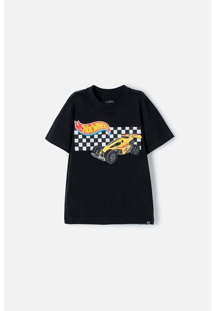 Camiseta De Hotwheels Manga Corta Negra Para Niño 4