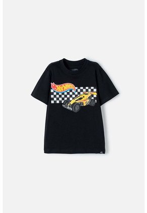 Camiseta De Hotwheels Manga Corta Negra Para Niño 10