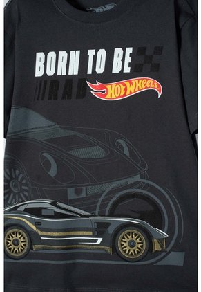 Camiseta De Hot Wheels Manga Corta Gris Para Niño 12