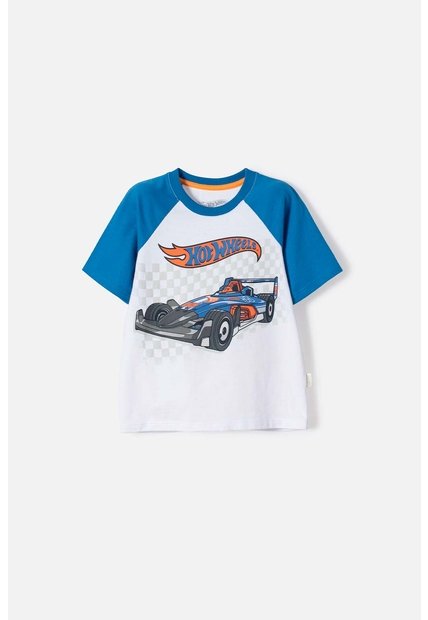 Camiseta De Hot Wheels Manga Corta Azul Y Blanco Para Niño 2T A 6T 5T