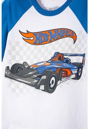 Camiseta De Hot Wheels Manga Corta Azul Y Blanco Para Niño 2T A 6T 5T