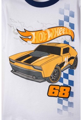 Pijama Hot Wheels Con Pantalón Largo Blanco Y Naranja Para Niño 2T A 6T 3T
