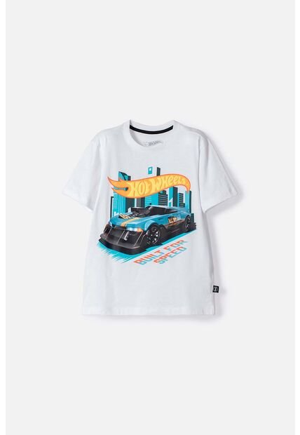 Camiseta De Hot Wheels Blanca Manga Corta Para Niño 8
