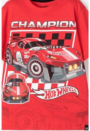 Camiseta De Hot Wheels Manga Corta Roja Para Niño 10