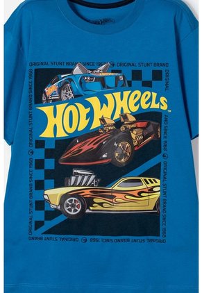 Camiseta De Hot Wheels Manga Corta Azul Para Niño 12