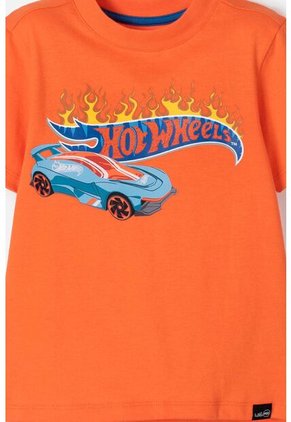 Camiseta De Hot Wheels Naranja Con Cuello Redondo Para Niño 2T A 5T 3T