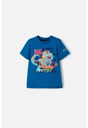 Camiseta De Hot Wheels Azul Con Estampado Reflectivo Para Niño 2T A 5T 5T