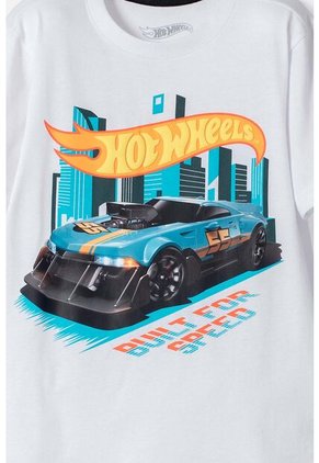 Camiseta De Hot Wheels Blanca Manga Corta Para Niño 12