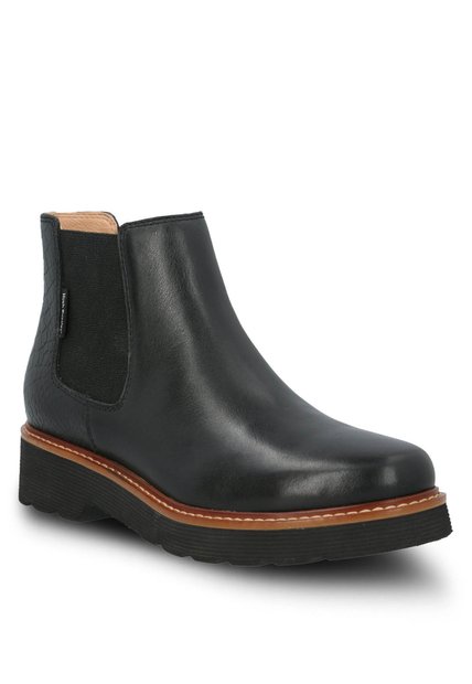 Botín Cuero Bonnie Negro Para Mujer Hush Puppies Hush Puppies