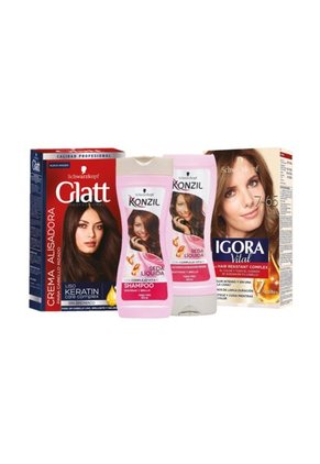 Set De Cuidado Capilar Igora Tinte Café Moca Claro 7-65