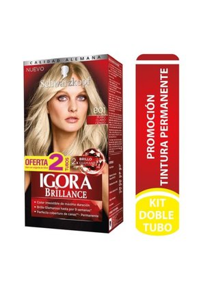 Tinte Igora Brillance Rubio Claro Cenizo+Tubo Estuche 801
