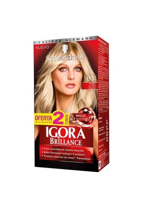 Tinte Igora Brillance Rubio Claro Cenizo+Tubo Estuche 801