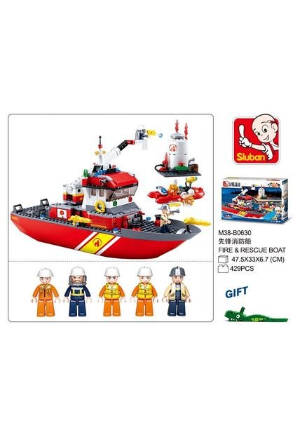 Bloques Para Armar Set Fragata Con Figuras Y/o Micro Bloques Bomberos Barco Rompefuegos