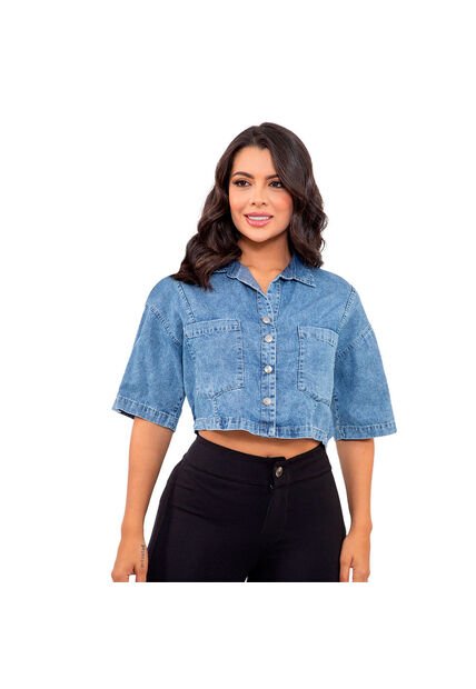 BLUSA INVERZA MUJER 73804 AZUL MEDIO Talla S