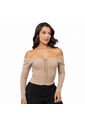 BLUSA INVERZA MUJER 20552 CAMEL Talla M de INVERZA
