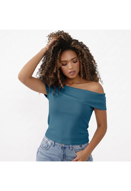 BLUSA INVERZA MUJER 74003 AZUL PETROLEO Talla M