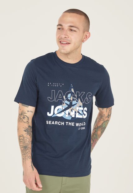 Camiseta Azul Navy-Blanco Jack & Jones