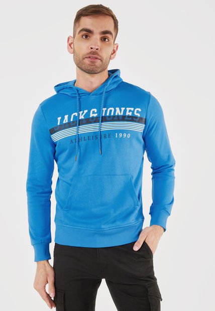 Hoodie Azul-Blanco-Negro Jack & Jones