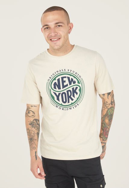 Camiseta Gris Claro-Verde-Azul Jack & Jones