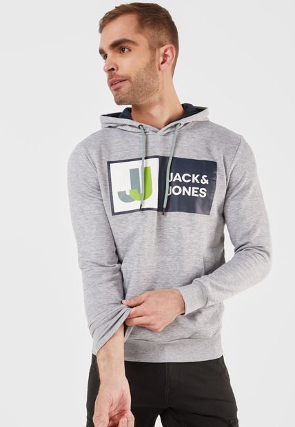 Hoodie Gris-Azul-Blanco Jack & Jones