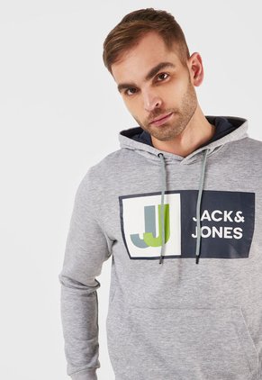 Hoodie Gris-Azul-Blanco Jack & Jones