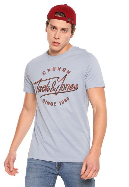 Camiseta Azul Claro-Naranja Jack & Jones