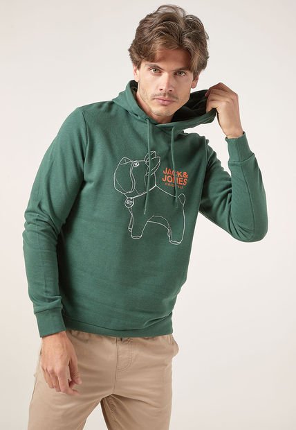 Hoodie Verde-Blanco-Naranja Jack & Jones