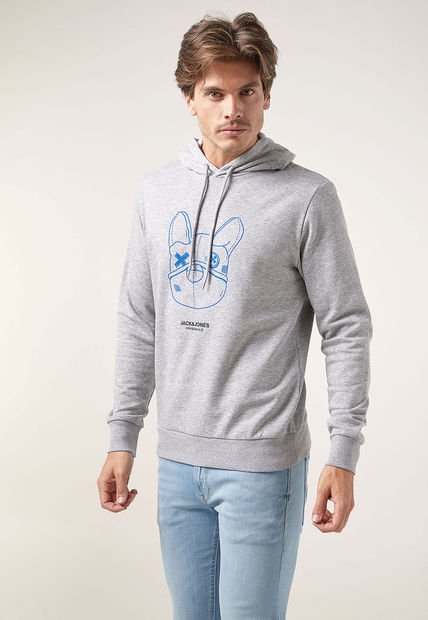 Hoodie Gris-Azul-Negro Jack & Jones
