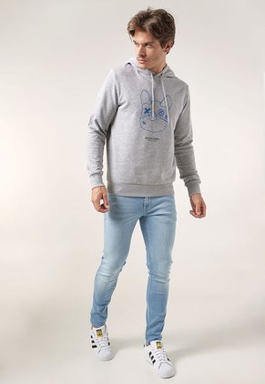 Hoodie Gris-Azul-Negro Jack & Jones