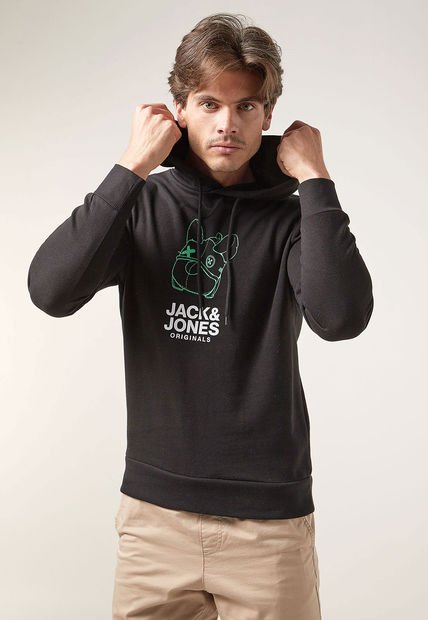Hoodie Negro-Blanco-Verde Jack & Jones