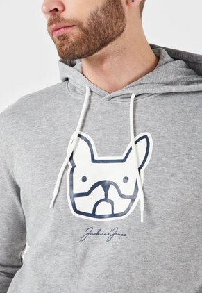 Hoodie Gris-Blanco-Azul Jack & Jones
