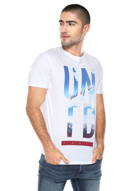 Jack & Jones - Pack 2 Camisetas Básicas Hombre Algodón | Logo JJecorp, Corte Slim Fit, Blanco