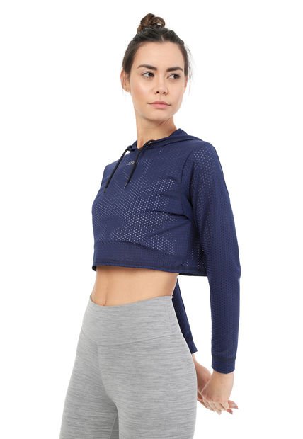 Crop Top Manga Larga Capucha Azul Oscuro JOGO - Compra Ahora | Dafiti  Colombia