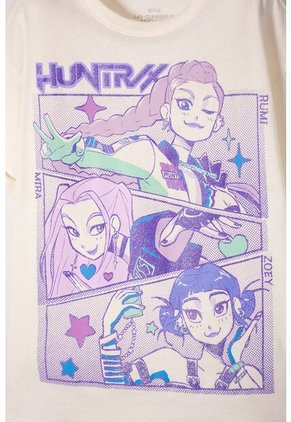 Camiseta De K- Pop Demon Hunters Manga Corta Marfil Para Niña 6