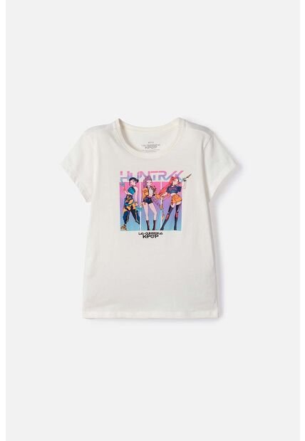 Camiseta De K-Pop Demon Hunters Manga Corta Blanco Para Niña 14