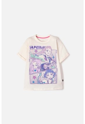 Camiseta De K- Pop Demon Hunters Manga Corta Marfil Para Niña 14