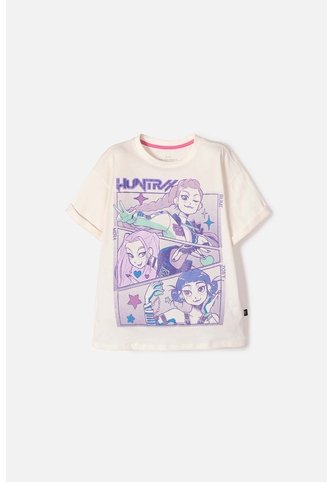 Camiseta De K- Pop Demon Hunters Manga Corta Marfil Para Niña 14 K-POP DEMON HUNTERS