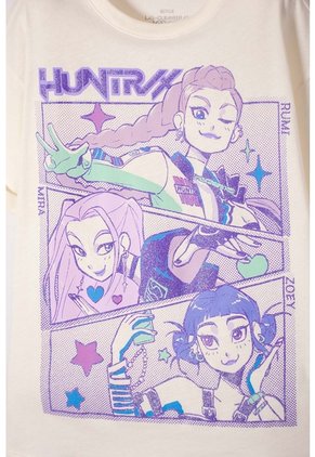 Camiseta De K- Pop Demon Hunters Manga Corta Marfil Para Niña 14