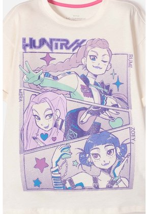 Camiseta De K- Pop Demon Hunters Manga Corta Marfil Para Niña 14