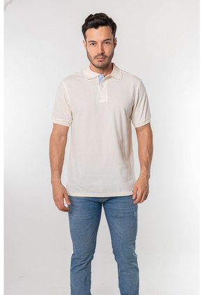 Camiseta Tipo Polo Para Hombre Marfil Kapo